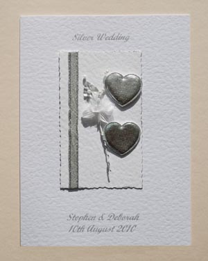 Silver Wedding Anniversary (25) - hearts & flowers