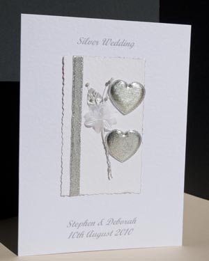 Silver Wedding Anniversary (25) - hearts & flowers