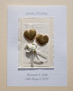 Golden Wedding Anniversary (50) - hearts & flowers