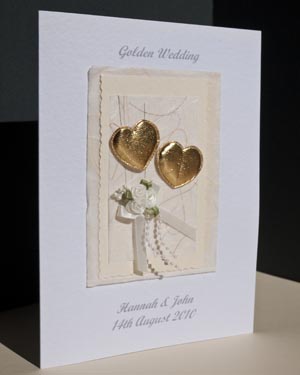 Golden Wedding Anniversary (50) - hearts & flowers