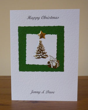 Christmas Card - Gold tree and present