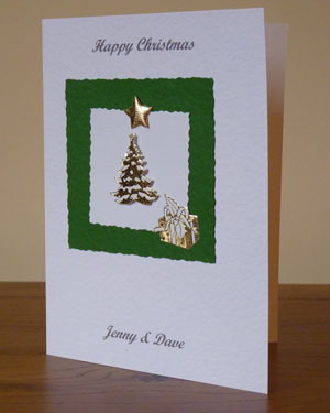 Christmas Card - Gold tree and present