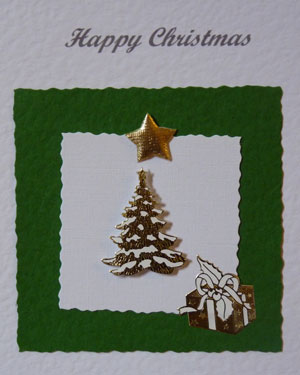 Christmas Card - Gold tree and present